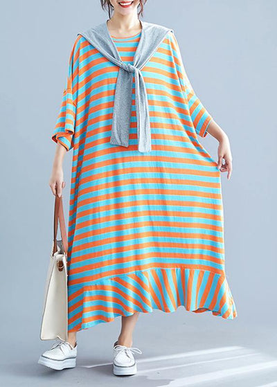 Vivid o neck cotton dresses Tutorials striped cotton robes Dresses summer - bagstylebliss