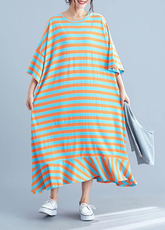 Vivid o neck cotton dresses Tutorials striped cotton robes Dresses summer - bagstylebliss