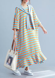 Vivid o neck cotton dresses Tutorials striped cotton robes Dresses summer - bagstylebliss