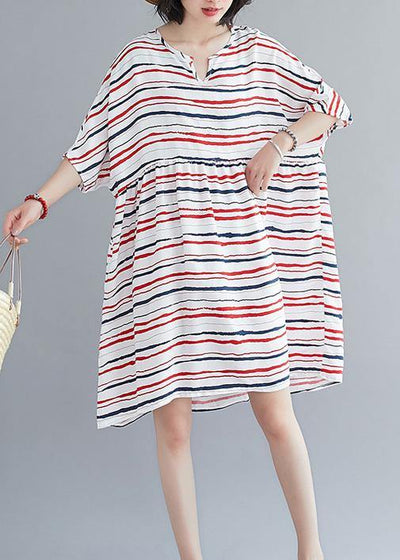 Vivid o neck summer quilting dresses Fashion Ideas red striped Dress - bagstylebliss