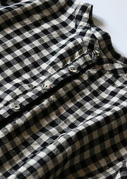 Vivid plaid cotton tunics for women o neck daily side open Dresses - bagstylebliss