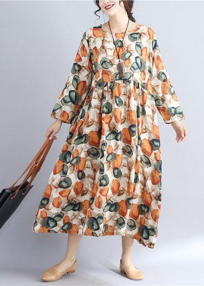Vivid prints dotted cotton tunics for women o neck cotton summer Dress - bagstylebliss