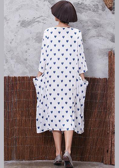 Vivid v neck linen cotton Soft Surroundings linen white prints Dresses summer - bagstylebliss