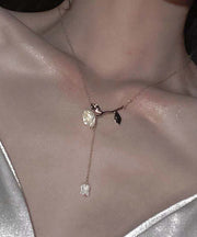 Vogue Gold Sterling Silver Rose Flower Lariat Necklace