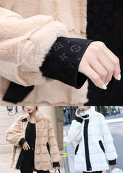 Vogue White Patchwork Mink Velvet Coat Long Sleeve