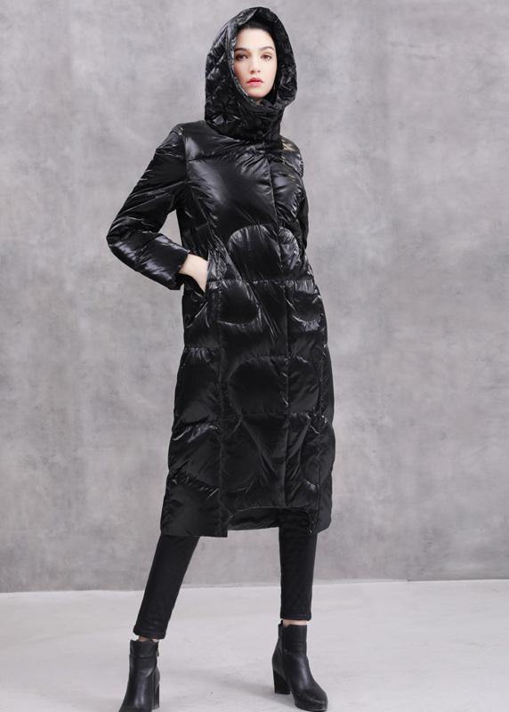 Warm Loose fitting winter jacket hooded winter outwear black winter duck down coat - bagstylebliss