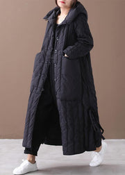 Warm black coat Loose fitting winter jacket hooded Large pockets New winter outwear - bagstylebliss
