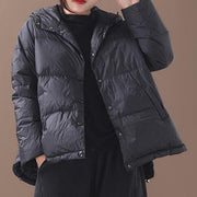 Warm black duck down coat plus size snow jackets hooded thick women overcoat - bagstylebliss