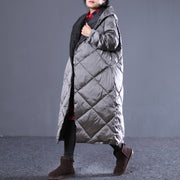 Warm gray Fall Outfits Loose fitting hooded cotton coat New pockets zippered winter outwear