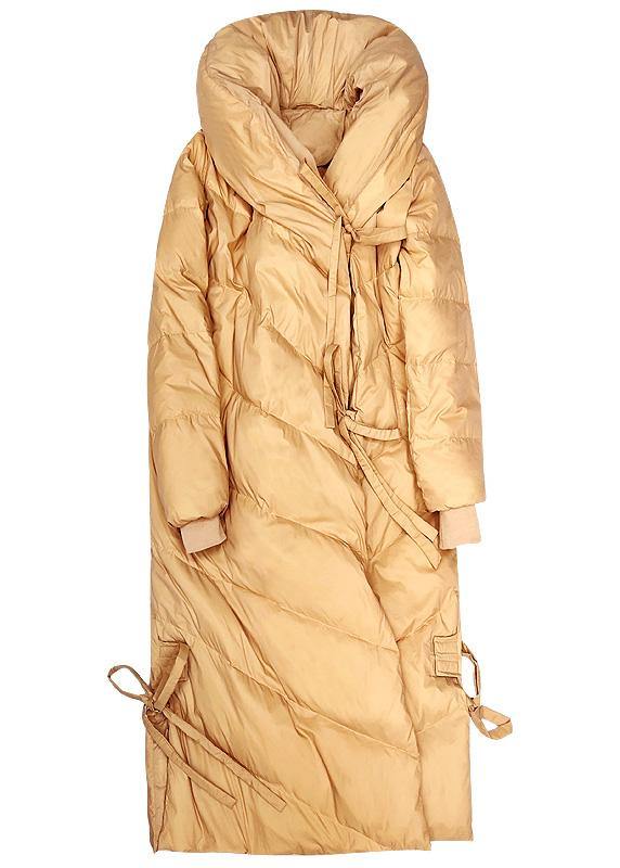 Warm khaki down coat winter plus size clothing hooded womens parka drawstring Warm overcoat - bagstylebliss