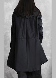 Warm oversize down jacket overcoat black v neck pockets coats - bagstylebliss