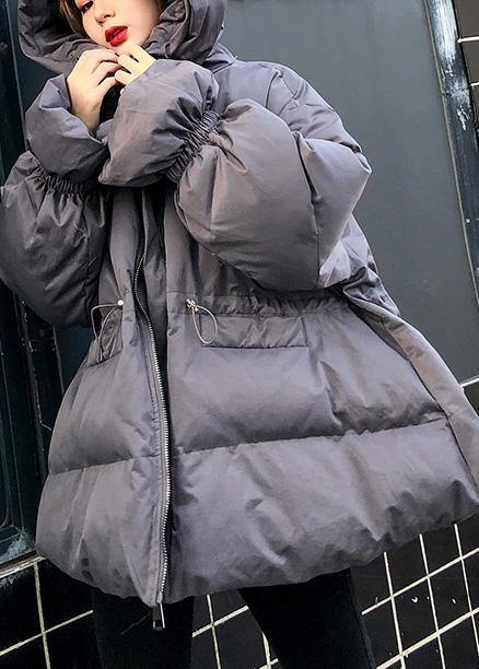 Warm plus size clothing Jackets & Coats winter coats gray hooded winter outwear - bagstylebliss