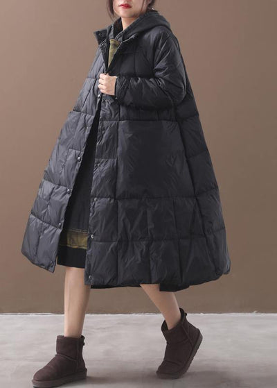 Warm plus size down jacket hooded coats black winter Parkas - bagstylebliss