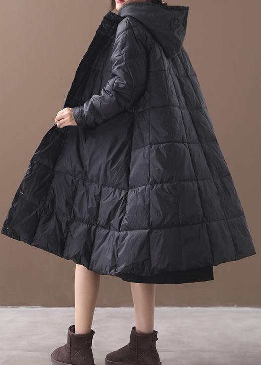 Warm plus size down jacket hooded coats black winter Parkas - bagstylebliss