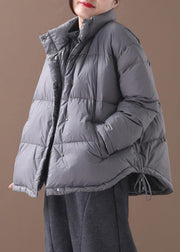Warm plus size snow jackets winter outwear black stand collar drawstring duck down coat - bagstylebliss