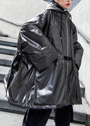 Warm plus size warm winter coat hooded coats gray drawstring outwear - bagstylebliss