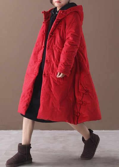 Warm red winter outwear plus size clothing snow jackets winter hooded coats - bagstylebliss