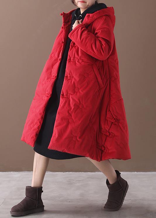 Warm red winter outwear plus size clothing snow jackets winter hooded coats - bagstylebliss