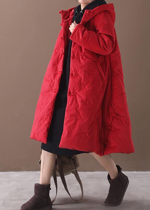 Warm red winter outwear plus size clothing snow jackets winter hooded coats - bagstylebliss