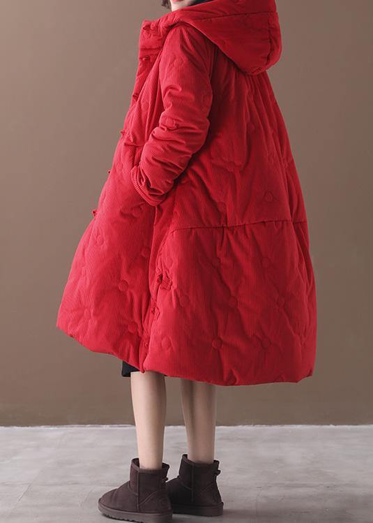 Warm red winter outwear plus size clothing snow jackets winter hooded coats - bagstylebliss