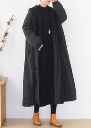 Warm trendy plus size down overcoat black hooded patchwork Parkas for women coats - bagstylebliss