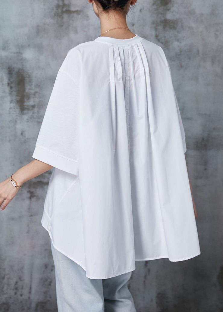 White Cotton Pullover Sweatshirt Oversized Half Sleeve