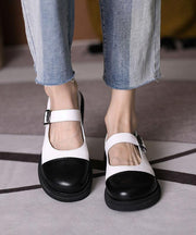 White Faux Leather Fashion Splicing Flat Feet Shoes - bagstylebliss
