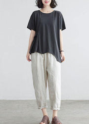 White Ruffled asymmetrical design Cotton Summer Tops - bagstylebliss
