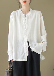 White Stand Collar Shirt Long Sleeve