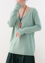 Winter fall green sweaters oversized v neck Sweater Blouse - bagstylebliss