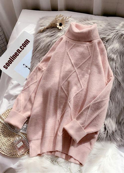 Winter pink Sweater dress outfit Design high neck long sleeve Fuzzy knit dress - bagstylebliss