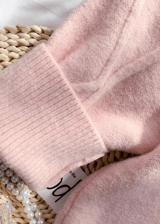 Winter pink Sweater dress outfit Design high neck long sleeve Fuzzy knit dress - bagstylebliss