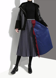 Woman Multicolor Patchwork Pleated Skirt A-Line Ruffles Patchwork High Waist Skirt - bagstylebliss