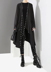 Woman Solid Black Unique Cape Style Coat - bagstylebliss