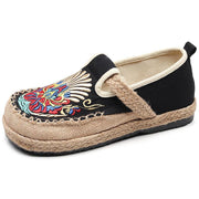 Women  Flats Black Embroideried Cotton Fabric Flats Shoes - bagstylebliss