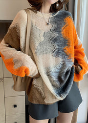 Frauen Aprikose aushöhlen lose Herbst Strickpullover