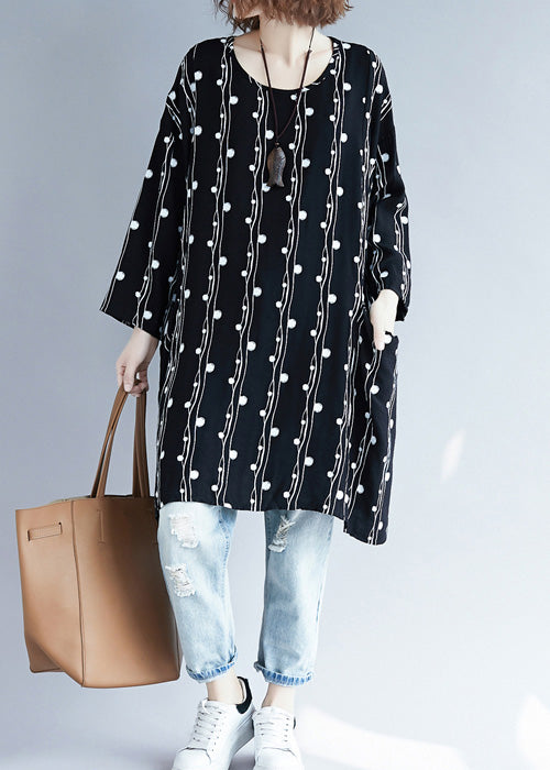 Women Batwing Sleeve linen clothes 2019 Neckline black loose Dresses Summer