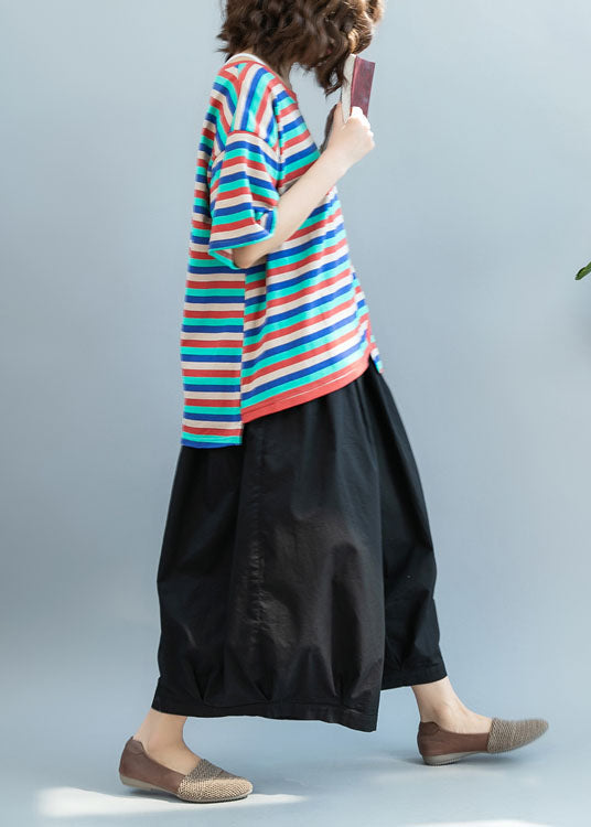 Women Black Cinched Pockets Cotton lantern Pants Spring