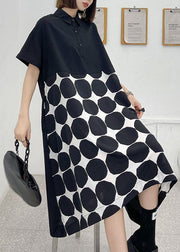 Women Black Dot Summer Short Sleeve Dress - bagstylebliss