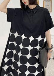 Women Black Dot Summer Short Sleeve Dress - bagstylebliss