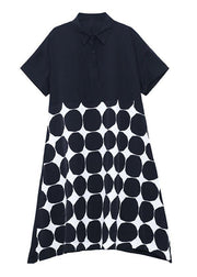 Women Black Dot Summer Short Sleeve Dress - bagstylebliss