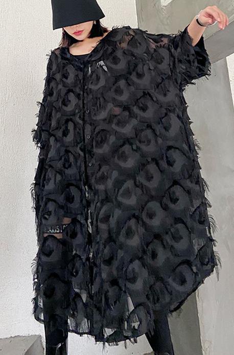 Women Black Feather Big Size Dress New V-Spring Summer - bagstylebliss