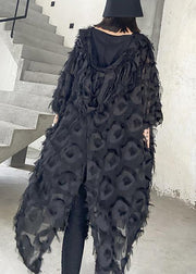 Women Black Feather Big Size Dress New V-Spring Summer - bagstylebliss