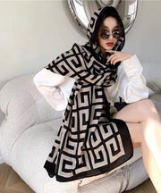 Women Black Maze Print Fine Cotton Scarf