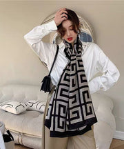 Women Black Maze Print Fine Cotton Scarf