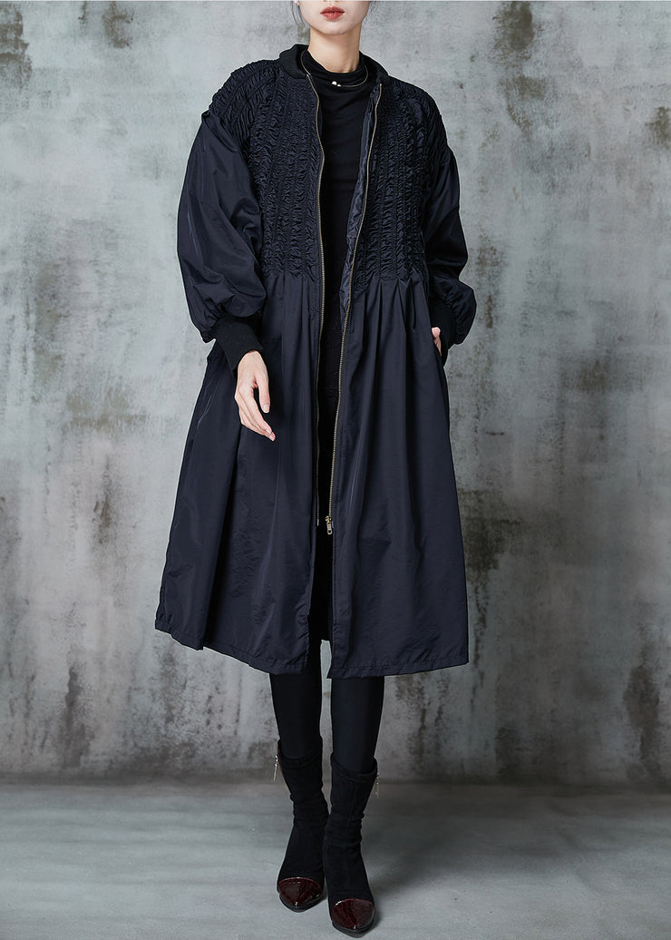 Women Black Oversized Wrinkled Duck Down Puffers Jackets Winter