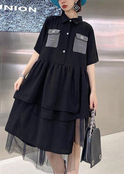 Women Black Patchwork Asymmetrical Design Tulle Dresses Summer - bagstylebliss