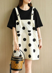 Women Black Patchwork Dot Summer Dresses Half Sleeve - bagstylebliss