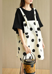 Women Black Patchwork Dot Summer Dresses Half Sleeve - bagstylebliss