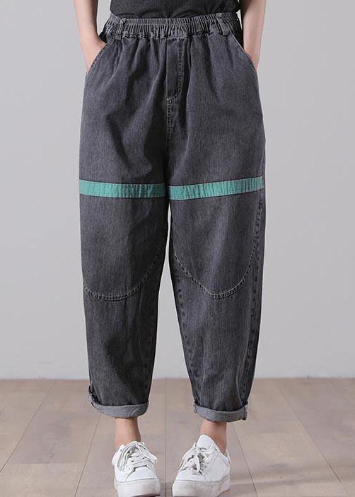 Women Black Patchwork Jeans Summer Cotton - bagstylebliss